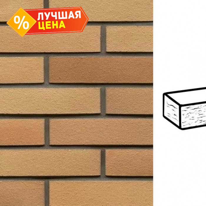 Кирпич клинкерный Muhr 06 Hellbraun-bunt рустик, 290х90х71 мм